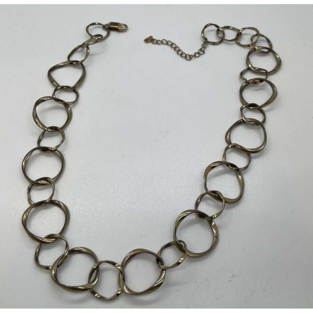 Vintage Etienne Aigner Gold Tone Chain Circle Round Link Necklace 18-20 Estate 12$